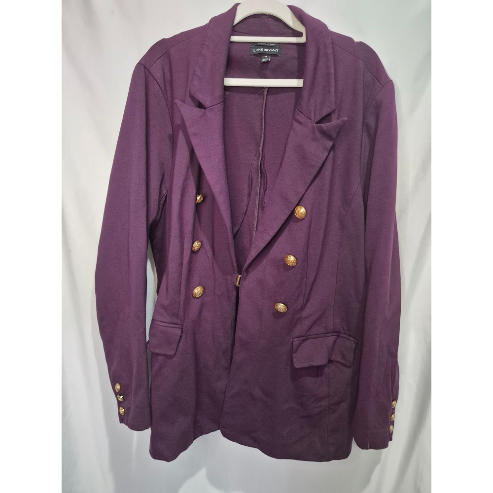 Lane Bryant The Bryant Blazer Purple Double Breasted Gold Button Jacket Plus 22